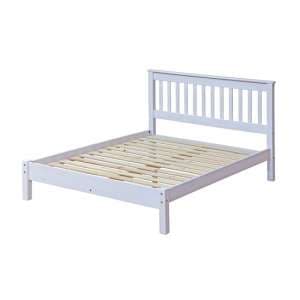 Consett Double Size Slatted Bed In White Washed Wax Finish - UK