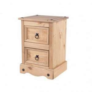Consett Bedside Cabinet In Antique Wax Finish With Two Drawer - UK