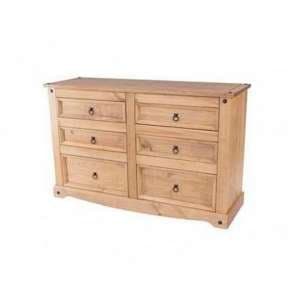 Consett Wide Chest Of Drawers In Antique Wax Finish - UK