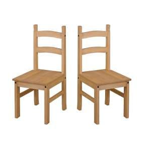 Consett Wooden Dining Chairs In Antique Wax In A Pair