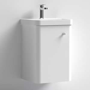 Corinth 40cm Wall Vanity Unit With Basin In Gloss White - UK