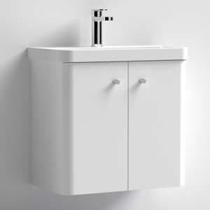 Corinth 60cm Wall Vanity Unit With Basin In Gloss White - UK