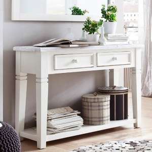 Corrin Wooden Console Table In White With 2 Drawers - UK