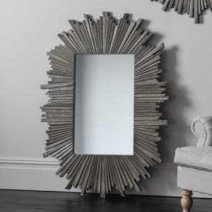 Corsley Starburst Wall Mirror Rectangular In Grey Weathered - UK