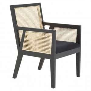 Corson Cane Rattan Wooden Accent Chair In Black - UK