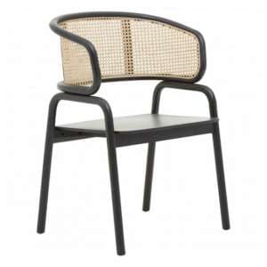 Corson Wooden Cane Rattan Bedroom Chair In Black - UK