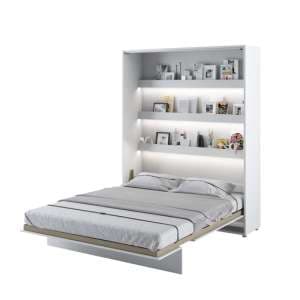 Cortez High Gloss King Size Bed Wall Vertical In White With LED - UK