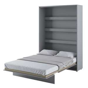 Cortez Wooden Double Bed Wall Vertical In Matt Grey With LED