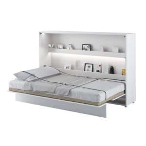 Cortez Small Double Bed Wall Horizontal In Matt White With LED - UK