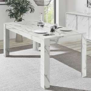 Corvi Wooden Dining Table In White Marble Effect