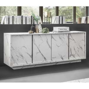Corvi Wooden Sideboard In White Marble Effect With 4 Doors