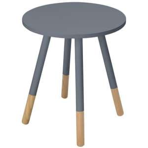 Costal Round Wooden Side Table In Grey