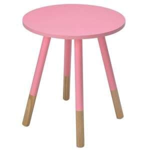 Costal Round Wooden Side Table In Pink