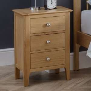 Callia Bedside Cabinet In Oak With 3 Drawers - UK
