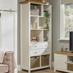Cotswolds Wooden Bookcase In Cream And Oak