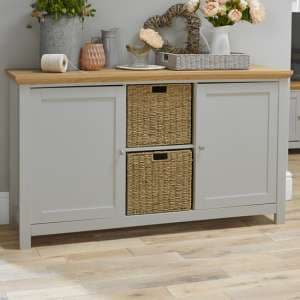 Cotswolds Wooden Sideboard With 2 Doors In Grey And Oak