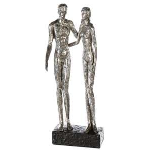 Couple Poly Design Sculpture In Antique Silver And Black