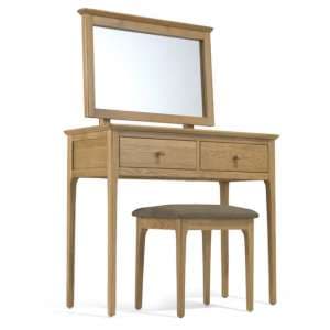 Courbet Wooden 3Pc Dressing Table Set In Light Solid Oak