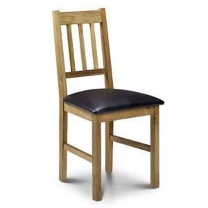 Calliope Dining Chair In Oiled Oak Finish With Brown Seat