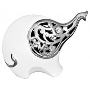 Elephant Sculpture In White And Silver