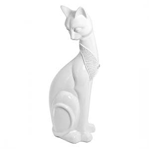 White Sitting Cat Sculpture