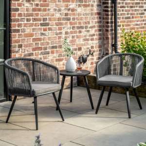 Crail Metal 2 Seater Bistro Set With Rope Weave In Charcoal