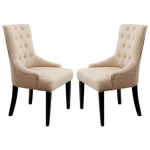Amarillo Beige Textured Fabric Dining Chairs In Pair - UK