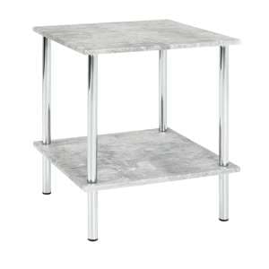 Creek Square Wooden Side Table In Concrete Effect - UK