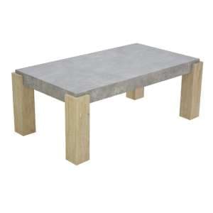 Crete Light Concrete Top Coffee Table With Sonoma Oak Legs
