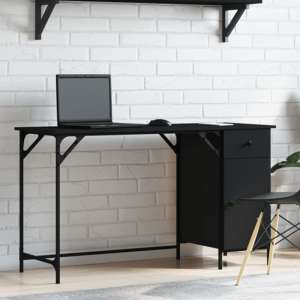 Crewe Wooden Laptop Desk With 1 Door In Black - UK