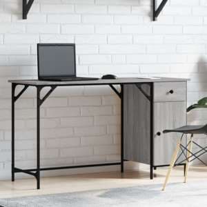 Crewe Wooden Laptop Desk With 1 Door In Grey Sonoma - UK