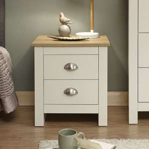 Loftus Bedside Cabinet In Cream With Oak Effect Top