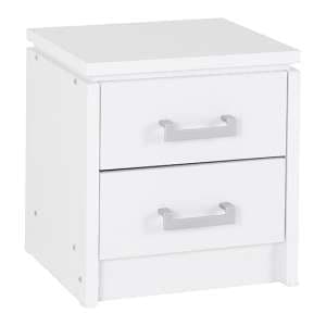 Crieff Wooden Bedside Cabinet With 2 Drawers In White - UK