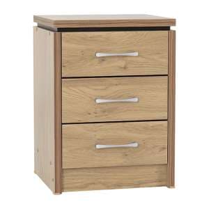 Crieff Wooden Bedside Cabinet With 3 Drawers In Oak Effect - UK