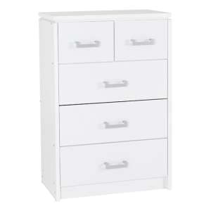 Crieff Wooden Chest Of 5 Drawers In White - UK