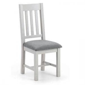 Raisie Wooden Dining Chair In Taupe Linen With Grey Lacquer
