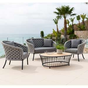 Crod 2 Seater Sofa Set With Robble Coffee Table In Light Grey - UK