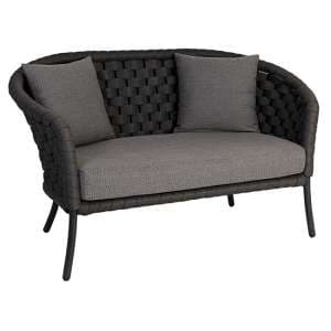 Crod Outdoor Curved 2 Seater Sofa With Cushion In Dark Grey - UK