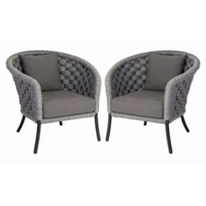 Crod Outdoor Light Grey Dining Chairs With Cushion In Pair