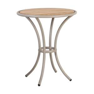 Crod Outdoor Roble Wooden Bistro Table With Beige Metal Frame