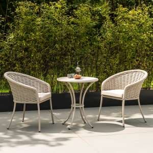 Crod Outdoor Sand Bistro Table With 2 Armchairs In Beige