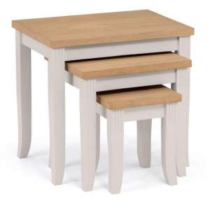Dagan Wooden Nest Of Tables In Elephant Grey With Oak Top - UK