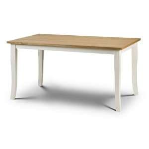 Dagan Wooden Dining Table In Ivory Laquered With Oak Top - UK