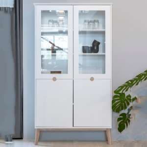 Croton Wooden Display Cabinet With 4 Doors In Matt White - UK