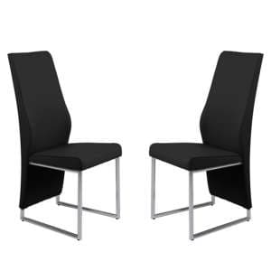 Crystal Black PU Dining Chairs With Chrome Legs In Pair - UK