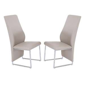 Crystal Champagne PU Dining Chairs With Chrome Legs In Pair - UK