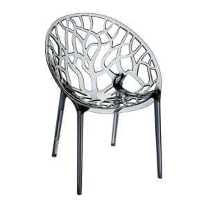 Cancun Clear Polycarbonate Dining Chair In Smoked Grey