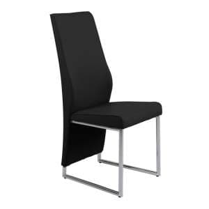 Crystal PU Dining Chair In Black With Chrome Legs - UK