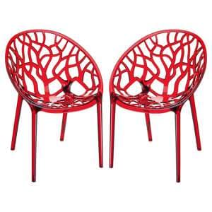 Cancun Red Clear Polycarbonate Dining Chairs In Pair
