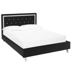 Crystallex Faux Leather Double Bed In Black